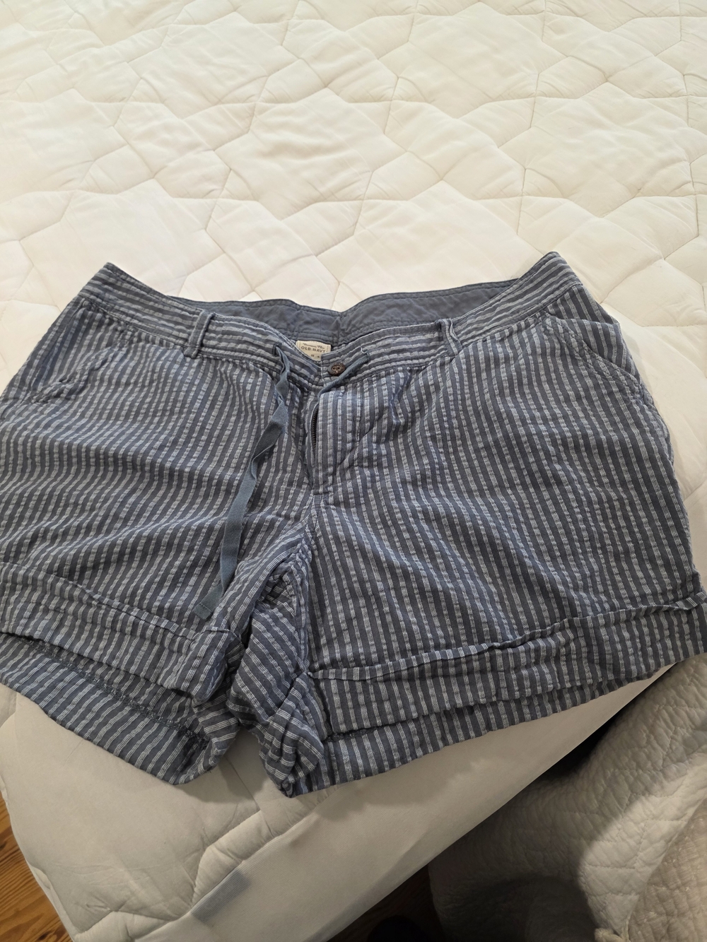 Old Navy Blue and White Striped Women’s Bermuda Shorts